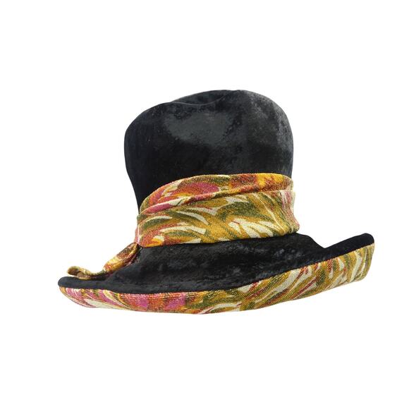 1960\'s Black Velvet Wide Brim Bucket Hat by Mr. John Jr. main image 10